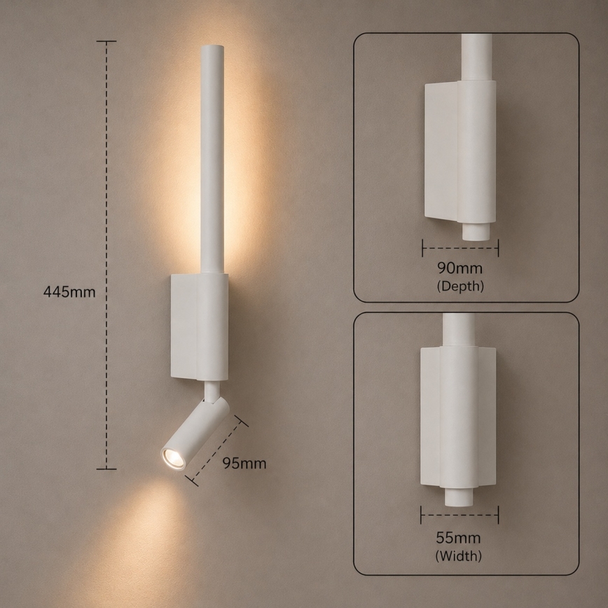 BRILAGI - VIXON väggspot LED/3W/230V + LED/5W vit CRI 90
