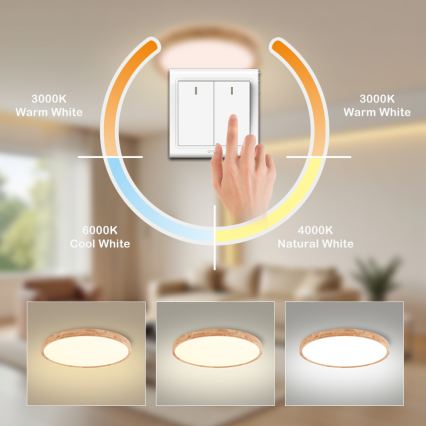 Brilagi - LED taklampa WOODROUND LED/40W/230V 3000/4000/6000K Ø 60 cm trä CRI 90