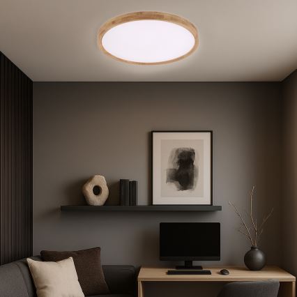 Brilagi - LED taklampa WOODROUND LED/40W/230V 3000/4000/6000K Ø 60 cm trä CRI 90