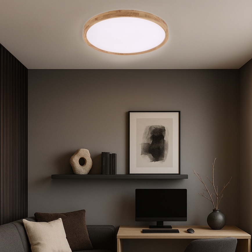 Brilagi - LED taklampa WOODROUND LED/40W/230V 3000/4000/6000K Ø 60 cm trä CRI 90