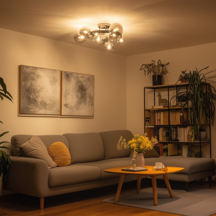 Brilagi - Ytmonterad LED-ljuskrona MILLA 10xG9/3W/230V svart krom/rökfärgat glas