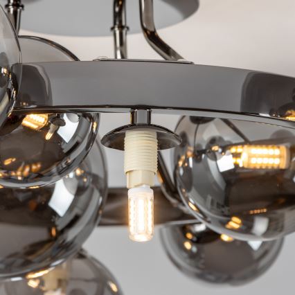 Brilagi - Ytmonterad LED-ljuskrona MILLA 10xG9/3W/230V svart krom/rökfärgat glas