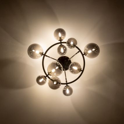 Brilagi - Ytmonterad LED-ljuskrona MILLA 10xG9/3W/230V svart krom/rökfärgat glas