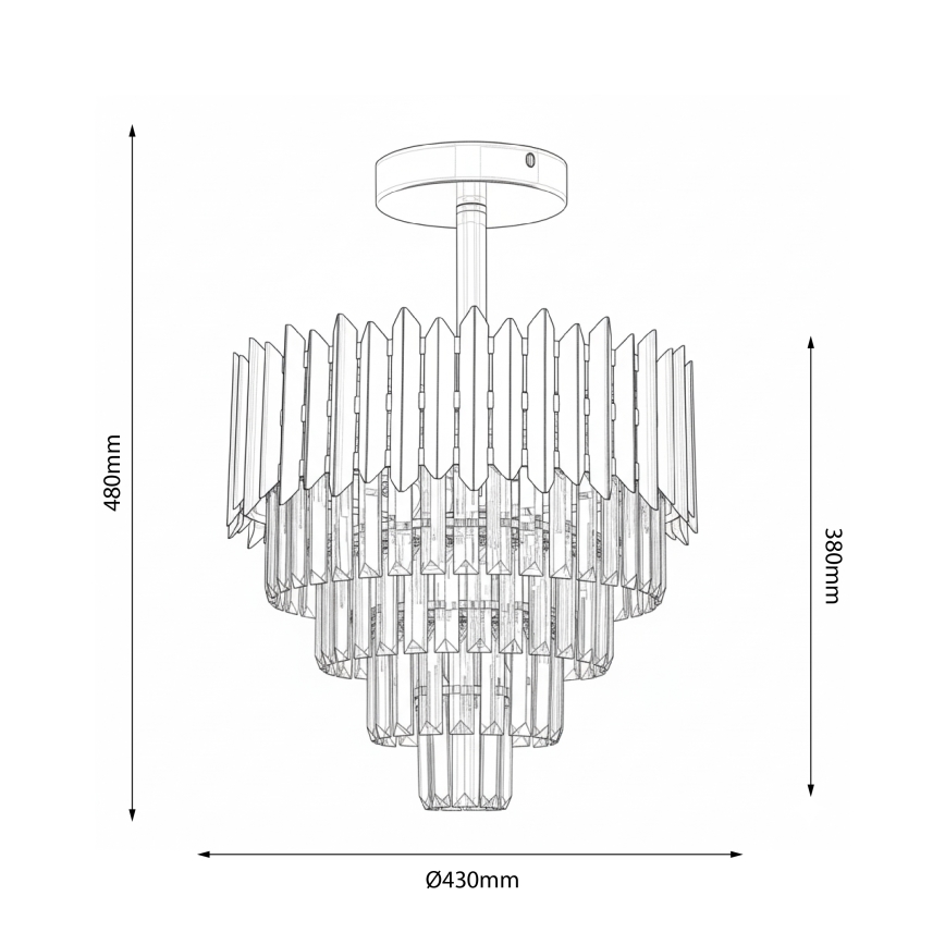 Brilagi - Ytmonterad ljuskrona CRISTAL 5xE14/40W/230V Ø 43 cm