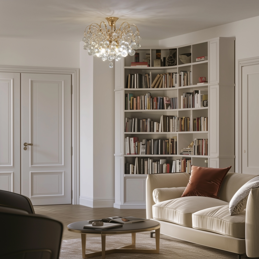 Brilagi - Ytmonterad ljuskrona CRYSTAL 6xE14/60W/230V guld