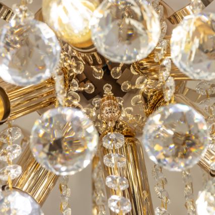 Brilagi - Ytmonterad ljuskrona CRYSTAL 6xE14/60W/230V guld