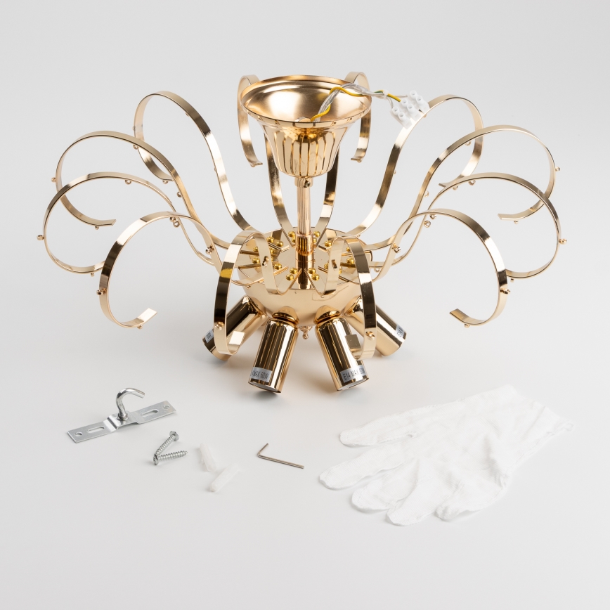 Brilagi - Ytmonterad ljuskrona CRYSTAL 6xE14/60W/230V guld