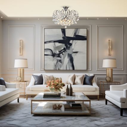 Brilagi - Ytmonterad ljuskrona CRYSTAL 6xE14/60W/230V skinande krom