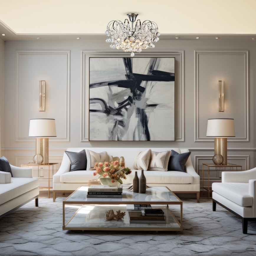 Brilagi - Ytmonterad ljuskrona CRYSTAL 6xE14/60W/230V skinande krom