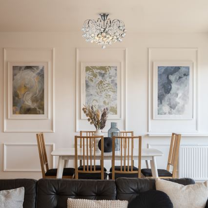 Brilagi - Ytmonterad ljuskrona CRYSTAL 6xE14/60W/230V skinande krom