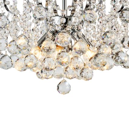 Brilagi - Ytmonterad ljuskrona CRYSTAL 6xE14/60W/230V skinande krom