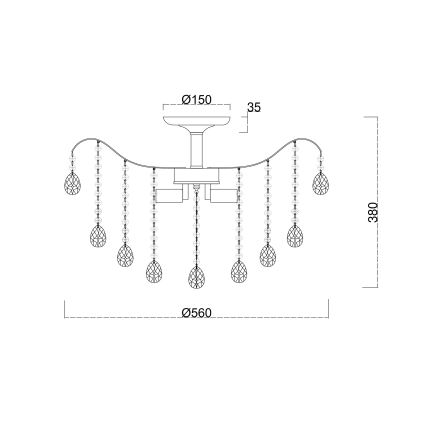 Brilagi - Ytmonterad ljuskrona CRYSTAL 6xE14/60W/230V skinande krom