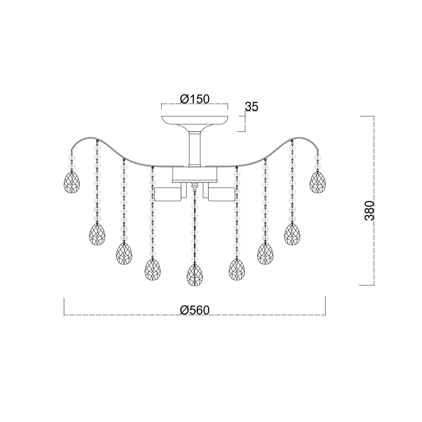 Brilagi - Ytmonterad ljuskrona CRYSTAL 6xE14/60W/230V skinande krom