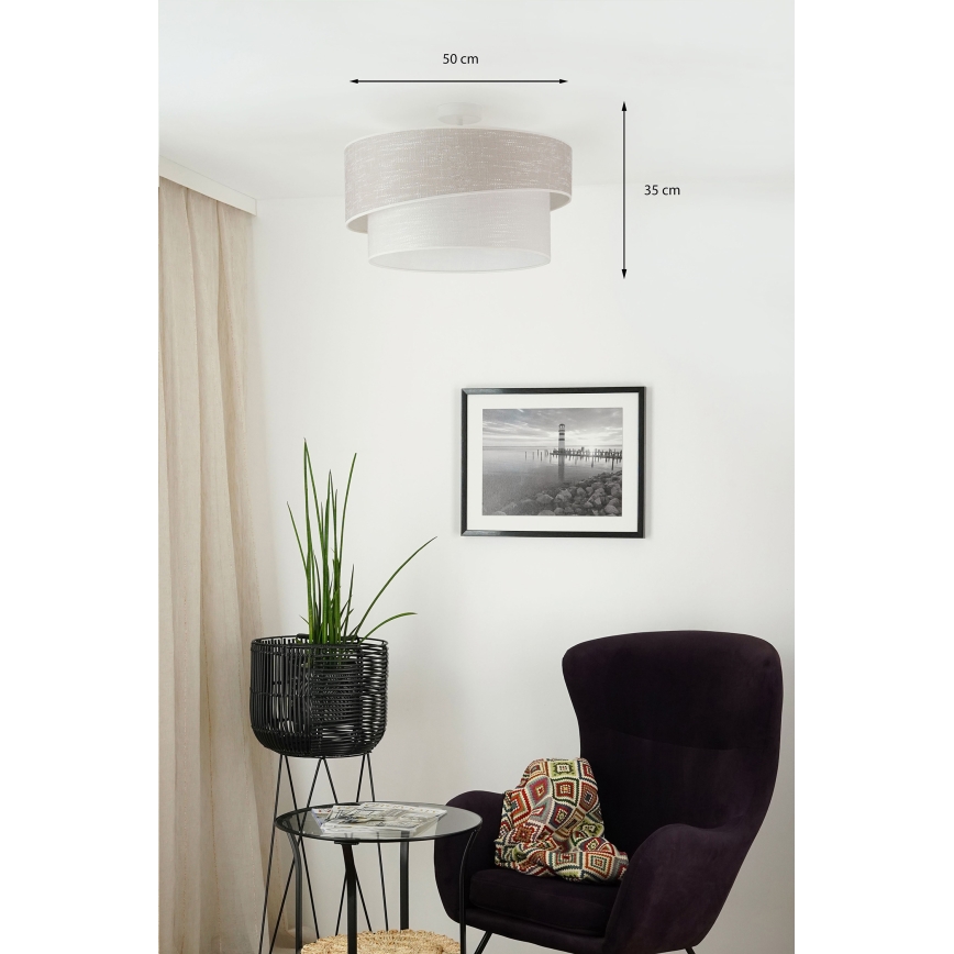 Brilagi - Ytmonterad ljuskrona DOVER SHINE 1xE27/15W/230V diameter 50 cm grå/grädde