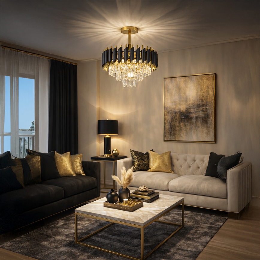 Brilagi - Ytmonterad ljuskrona ECLIPSE 5xE14/10W/230V Ø 38 cm svart/guld