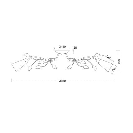 Brilagi - Ytmonterad ljuskrona FLORA 6xE14/60W/230V guld/grädde/patina