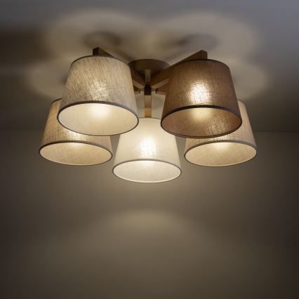 Brilagi - Ytmonterad ljuskrona LATTE SABIA 5xE27/15W/230V furu/mix