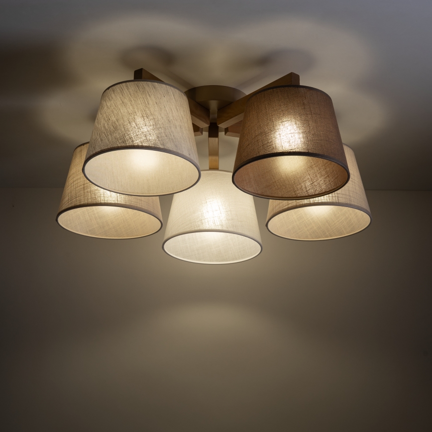 Brilagi - Ytmonterad ljuskrona LATTE SABIA 5xE27/15W/230V furu/mix