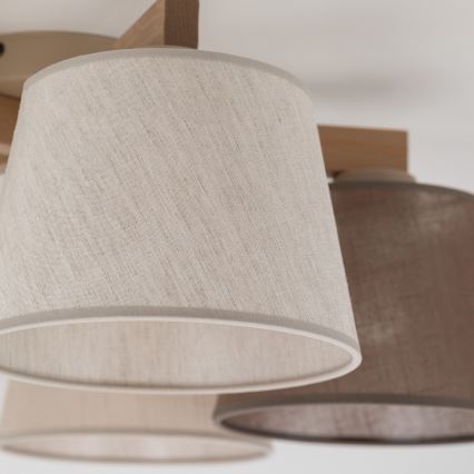 Brilagi - Ytmonterad ljuskrona LATTE SABIA 5xE27/15W/230V furu/mix