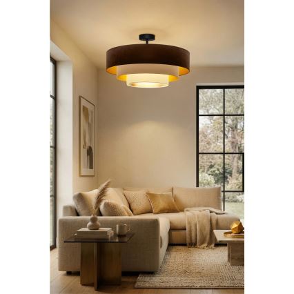 BRILAGI - Ytmonterad ljuskrona LUNETA 3xE27/60W/230V Ø 80 cm brun/beige/krämvit