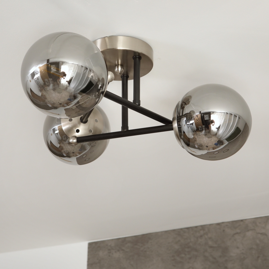 Brilagi - Ytmonterad ljuskrona MALIVA 3xE14/15W/230V mattkrom/rökfärgad