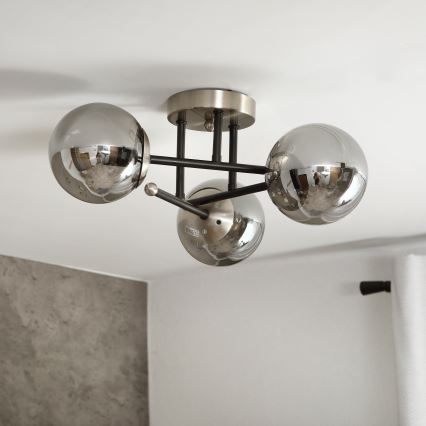 Brilagi - Ytmonterad ljuskrona MALIVA 3xE14/15W/230V mattkrom/rökfärgad