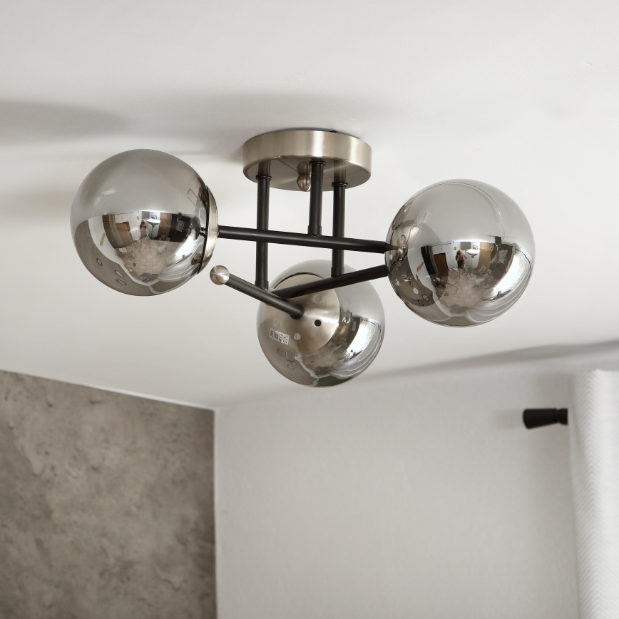 Brilagi - Ytmonterad ljuskrona MALIVA 3xE14/15W/230V mattkrom/rökfärgad