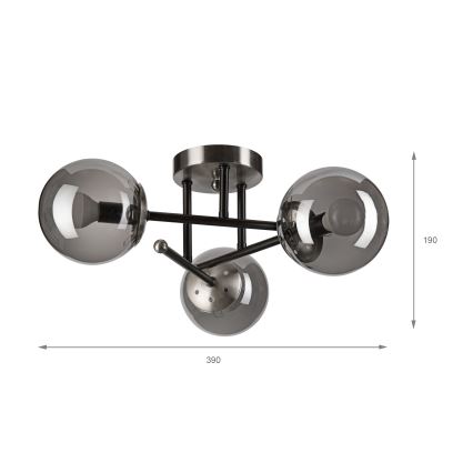 Brilagi - Ytmonterad ljuskrona MALIVA 3xE14/15W/230V mattkrom/rökfärgad