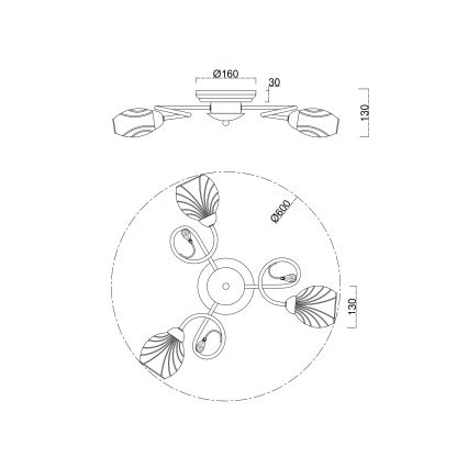 Brilagi - Ytmonterad ljuskrona MEGAPOLIS 3xE14/60W/230V guld