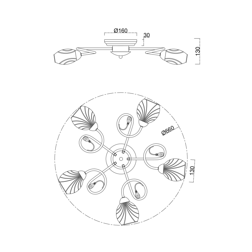 Brilagi - Ytmonterad ljuskrona MEGAPOLIS 5xE14/60W/230V guld