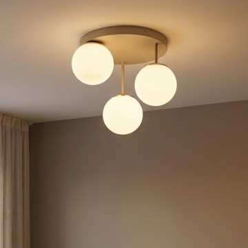 Brilagi - Ytmonterad ljuskrona MILO ECRU 3xE27/60W/230V beige/guld