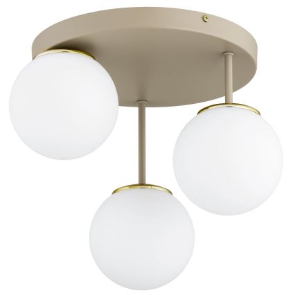 Brilagi - Ytmonterad ljuskrona MILO ECRU 3xE27/60W/230V beige/guld