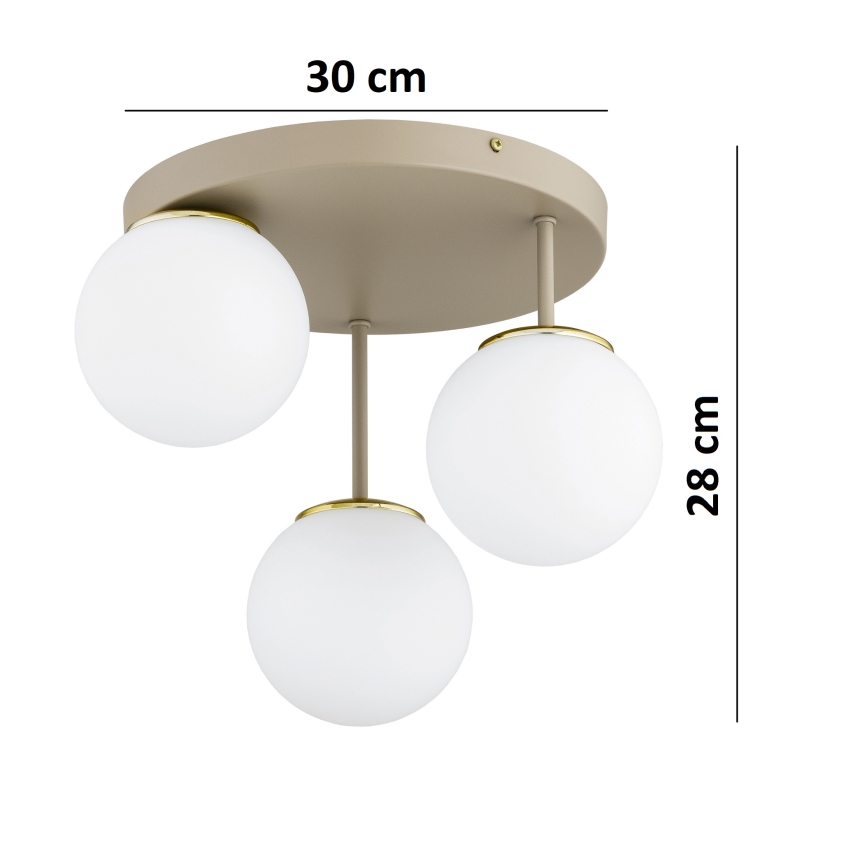 Brilagi - Ytmonterad ljuskrona MILO ECRU 3xE27/60W/230V beige/guld