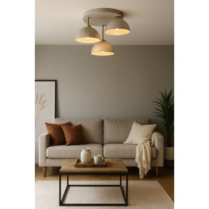 Brilagi - Ytmonterad ljuskrona MOON 3xE27/60W/230V beige/guld