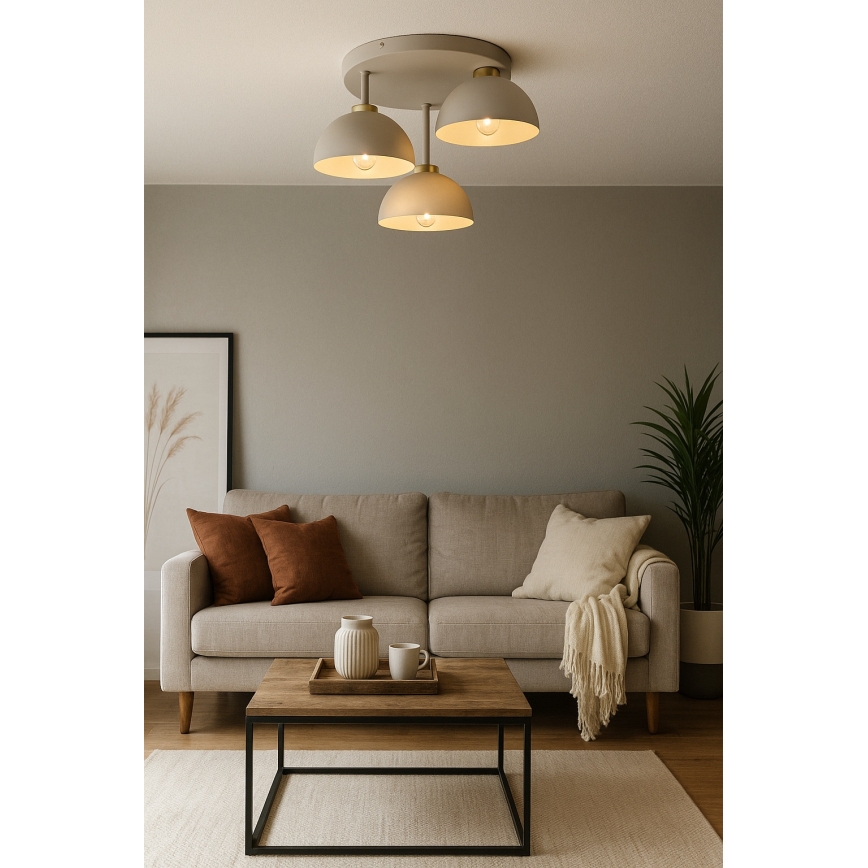 Brilagi - Ytmonterad ljuskrona MOON 3xE27/60W/230V beige/guld