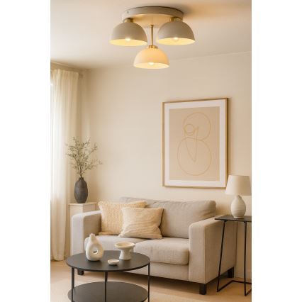 Brilagi - Ytmonterad ljuskrona MOON 3xE27/60W/230V beige/guld