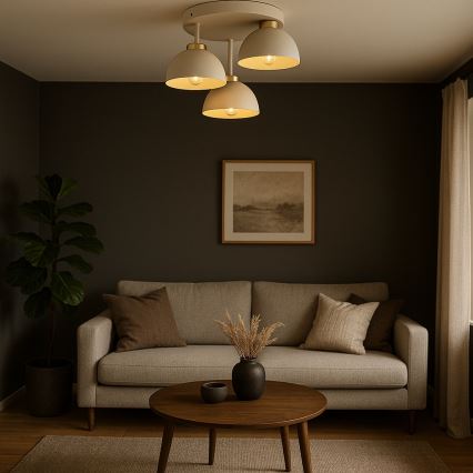 Brilagi - Ytmonterad ljuskrona MOON 3xE27/60W/230V beige/guld