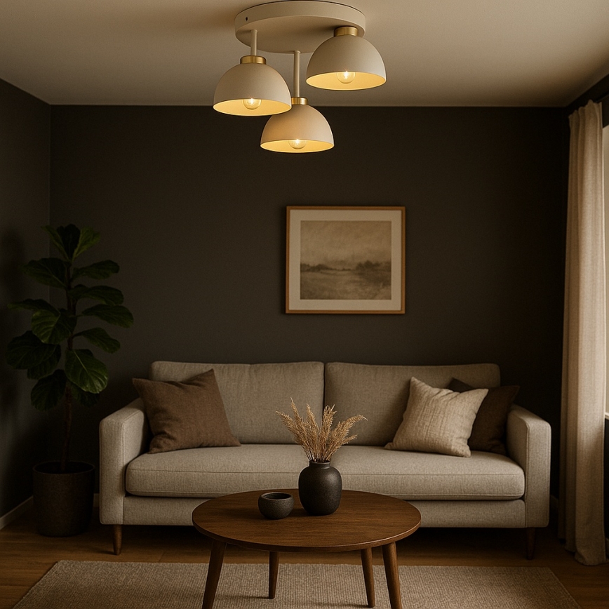 Brilagi - Ytmonterad ljuskrona MOON 3xE27/60W/230V beige/guld