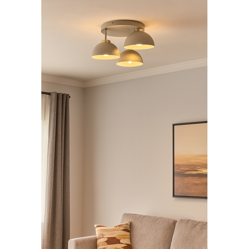 Brilagi - Ytmonterad ljuskrona MOON 3xE27/60W/230V beige/guld