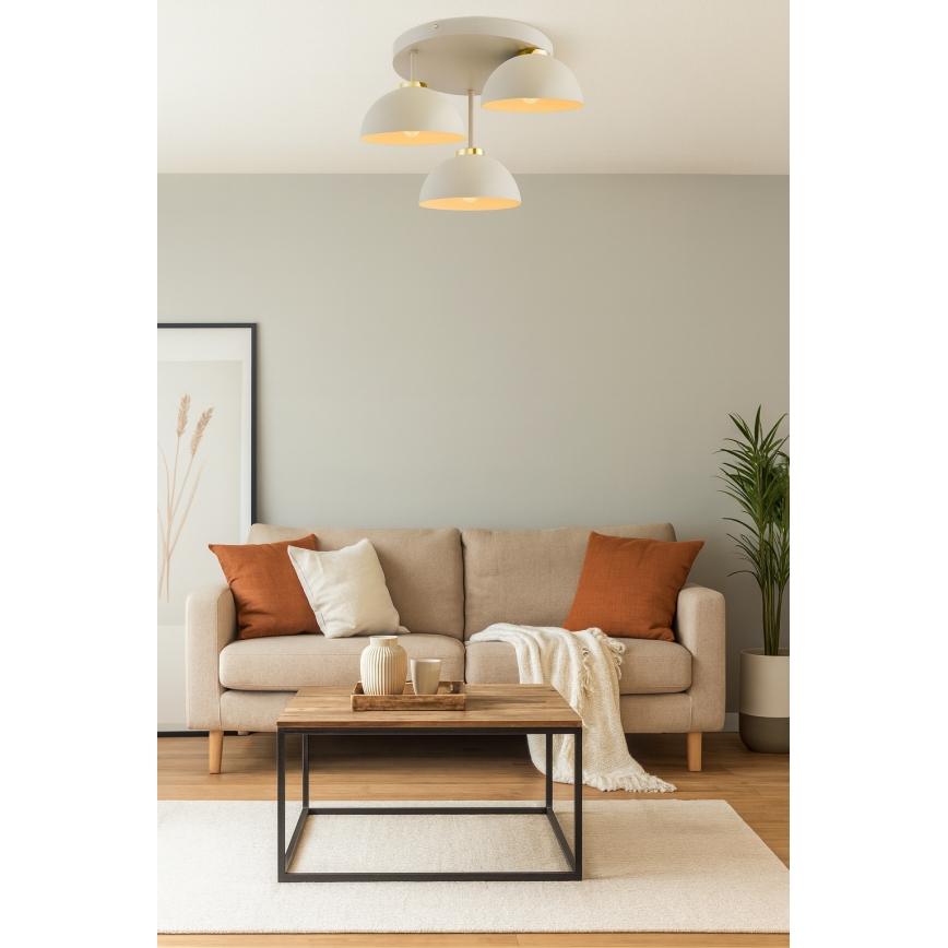 Brilagi - Ytmonterad ljuskrona MOON 3xE27/60W/230V beige/guld