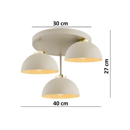 Brilagi - Ytmonterad ljuskrona MOON 3xE27/60W/230V beige/guld