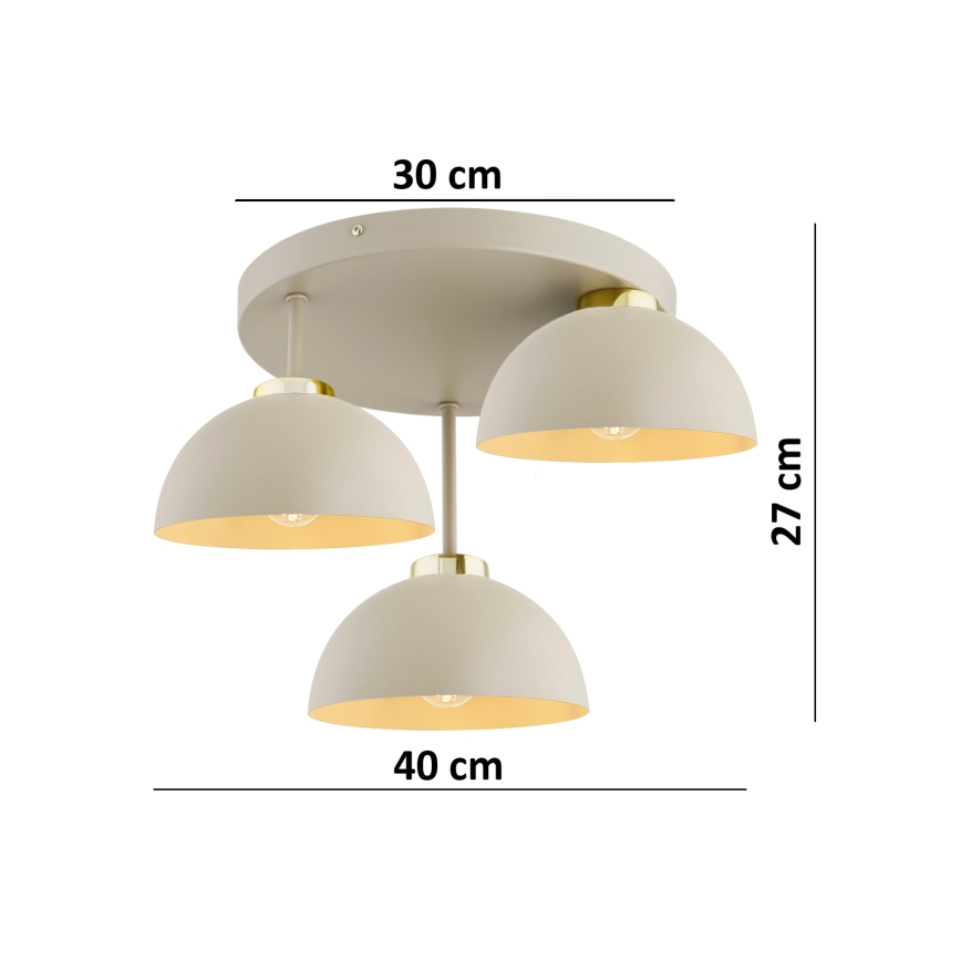 Brilagi - Ytmonterad ljuskrona MOON 3xE27/60W/230V beige/guld