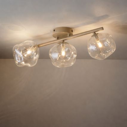 Brilagi - Ytmonterad ljuskrona VULCANO 3xG9/8W/230V beige/rökig beige