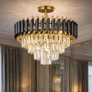 Brilagi - Ytmonterad takkrona ECLIPSE 7xE14/10W/230V Ø 48 cm svart/guld