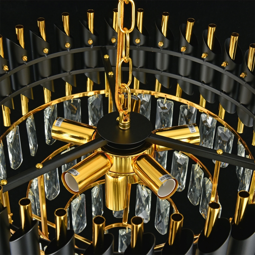 Brilagi - Ytmonterad takkrona ECLIPSE 7xE14/10W/230V Ø 48 cm svart/guld