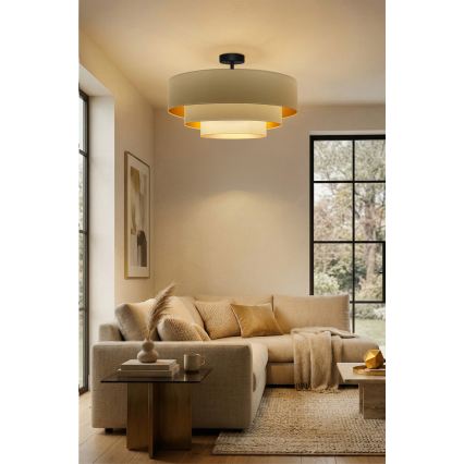 Brilagi - Ytmonterad takkrona LUNETA 3xE27/60W/230V Ø 80 cm krämvit/guld