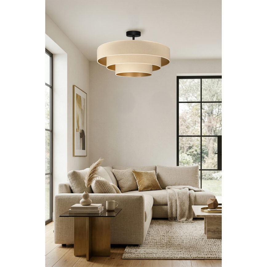 Brilagi - Ytmonterad takkrona LUNETA 3xE27/60W/230V Ø 80 cm krämvit/guld
