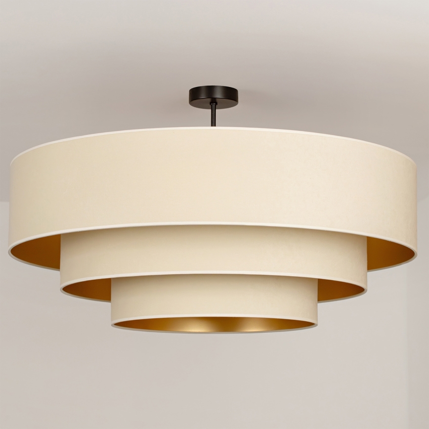 Brilagi - Ytmonterad takkrona LUNETA 3xE27/60W/230V Ø 80 cm krämvit/guld