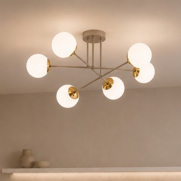 BRILAGI - Ytmonterad takkrona MILO 6xE27/60W/230V beige/guld