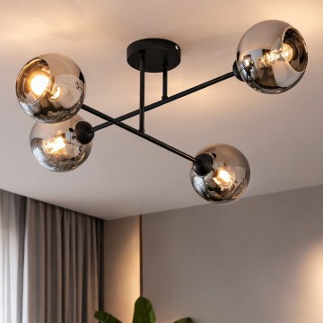 Brilagi - Ytmonterad taklampa 4xE27/60W/230V svart/rökgrå
